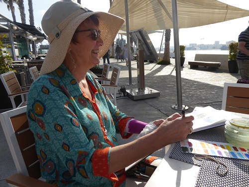 Painting-by-the-harbour-in-Malaga-2020